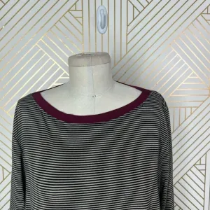 Alembika Tunic Top Blouse 3/4‎ Sleeve Striped Pullover Black Tan Size 2 US 8 10 thumbnail 2
