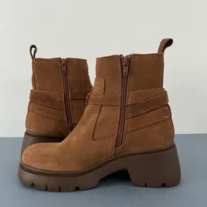 Steve Madden Coletta Lug Sole Tan Suede Buckle Ankle Booties‎ thumbnail 5