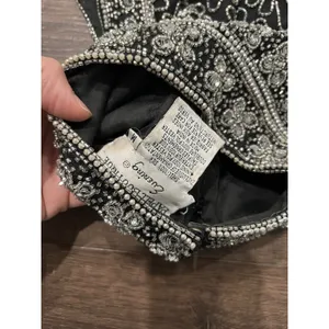 Vintage Adrianna Papell Boutique Evening Floral Silk Beaded Halter Top m Black thumbnail 4