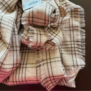 Lauren Conrad Beige Plaid Scarf thumbnail 6