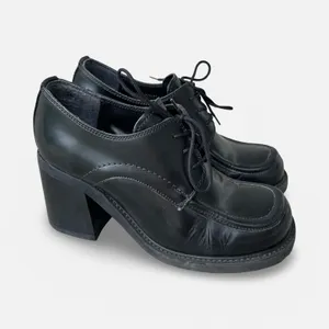 Vintage Y2K Steve Madden Black Leather Chunky Heel Oxford Shoes Size 7.5 grunge thumbnail 9