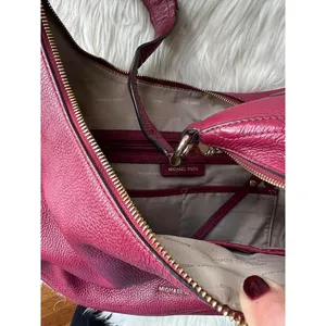 Michael Kors Leather Hobo Bag in Burgundy thumbnail 3