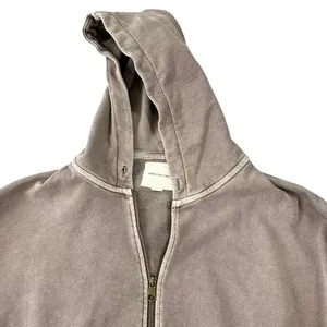 American‎ Eagle Cropped Zip Up Hoodie Sweatshirt Womens Small Brown Mineral Wash thumbnail 3