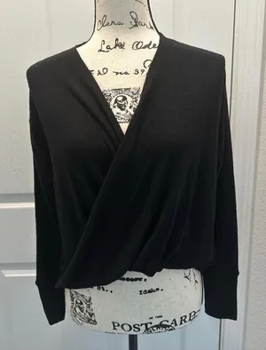 Abercrombie & Fitch Black Women's Wrap-Front Sweater thumbnail 1