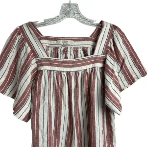 LOFT Women's XS‎ Striped Square Neck Blouse Multicolor Short Sleeve Casual thumbnail 2