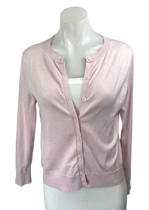 Banana Republic Pink Long Sleeve Button Down Stretch Cardigan Sweater Top Size S thumbnail 1
