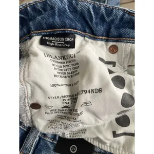 BlankNYC Denim Jeans Button Fly Crop High Rise Blue Distressed Women’s 24 Ripped thumbnail 9