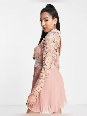 ASOS DESIGN nwt size 6 lace mini dress with collar detail and pleated skirt thumbnail 2