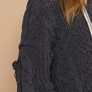 POL Cable Knit Hooded Chenille Sweater L winter boho casual $88 Fp classic fall thumbnail 4