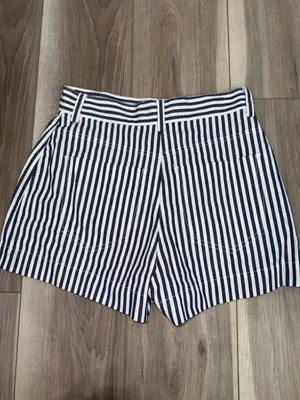 Derek Lam 10 Crosby striped nautical pleated front shorts size 2 high waisted thumbnail 3