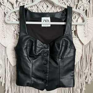Zara Faux Leather Corset Top thumbnail 2