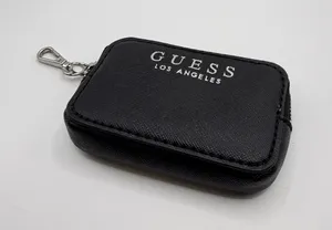 Guess Los Angeles Black Saffiano Mini Coin Purse Key Pouch Clip On‎ Accessory thumbnail 1