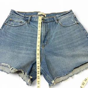 Abercrombie & Fitch The Dad Jean Shorts High Rise 33/16 Distressed Curve Denim thumbnail 3