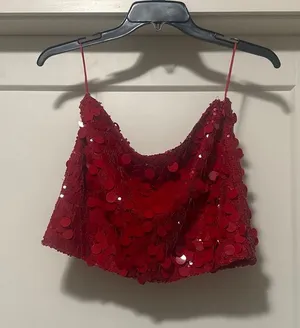 Edikted Red Sequin Mini Skirt thumbnail 1