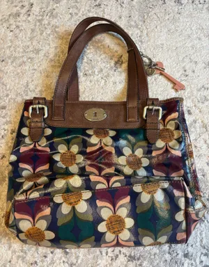 Fossil floral bag with leather trim  thumbnail 1
