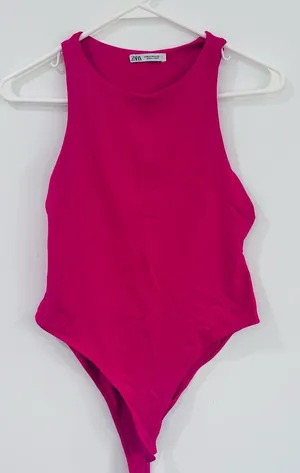 ZARA y2k 90s Hot Pink One-Piece bodysuit thumbnail 1