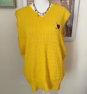 Ralph Lauren Polo Golf Vintage Y2K Cable V-Neck Sweater Vest Crest Logo Men’s M thumbnail 1