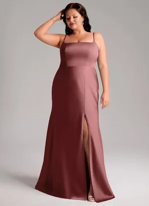 Azazie Bridesmaid Dress Amethyst Lidia Stretch Satin A2 thumbnail 5