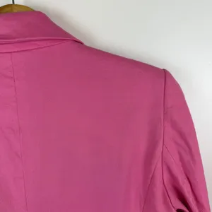 Ann Taylor Pink Linen Blend Single Button Blazer Jacket Size 2 Preppy Office thumbnail 3