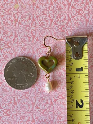 Handmade unique quality Czech glass heart bead fairy boho vintage retro style earrings🌿✨ thumbnail 7