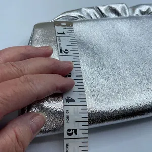 Vintage silver faux leather ruffled top clutch thumbnail 7
