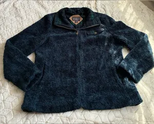 Pendleton Navy Plush Sherpa Jacket with Plaid Trim thumbnail 1