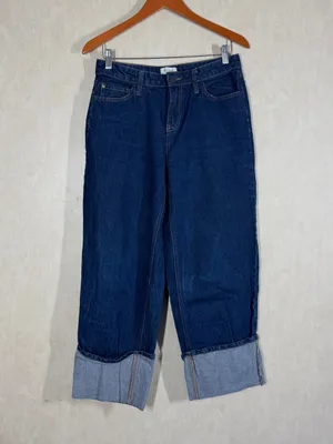 Kate Spade X Target Women’s High Rise Straight Leg Wide Cuff Jeans Dark Wash 6 thumbnail 3