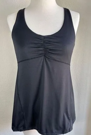 Gap Fit Ruched Tank Top Black Hiking Workout Sports Bra Racerback Drawstring Sz S thumbnail 1
