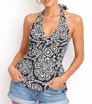 White House Black Market Silk Medallion Print Halter Top Size 10 NWT thumbnail 1
