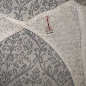 NWOT Free People Smocked Sweetheart Open Back Cap Sleeves Crop Top white ribbed thumbnail 7