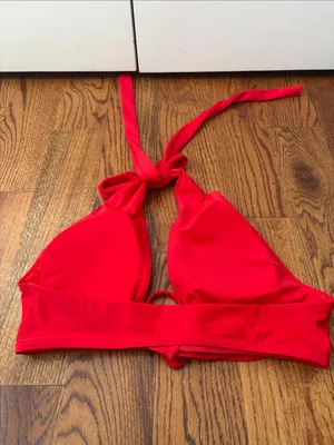 aerie Red Halter Bikini Top Size XL thumbnail 2