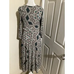 Maeve Dress Womens Small Green Geometric Mosaic Print Long Sleeve Wrap Boho thumbnail 3