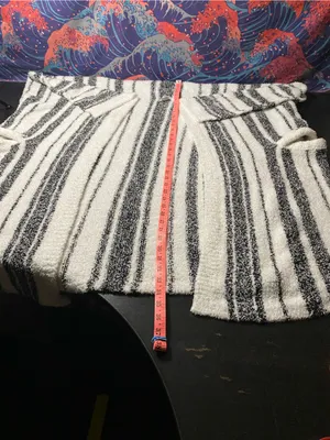 Cozy Black & White Striped Women’s Sweater Cardigan Poncho thumbnail 4