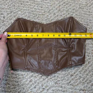Princess Polly Brown Faux Leather Corset Top Strapless Bustier Night Out Size 6 thumbnail 5