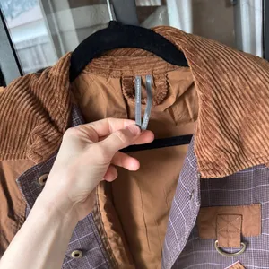 By Anthropologie Plaid Crop Utility Jacket barn corduroy khaki checkered collar thumbnail 3
