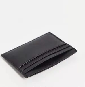 Calvin Klein NWT leather cardholder with gold logo in black thumbnail 3