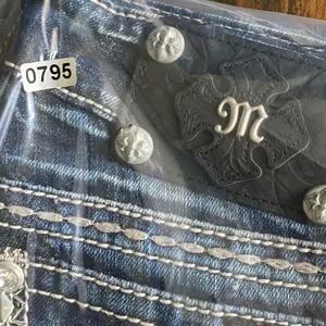Miss Me Jeans Women's Size 26 boot cut Denim Embellished trim flap‎ Pockets thumbnail 8