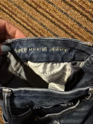 American Eagle Women’s Distressed Skinny Jeans - Dark Blue thumbnail 4