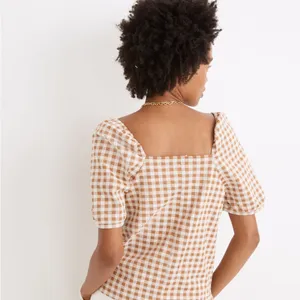 Madewell Gingham Jacquard Square-Neck Puff-Sleeve Top thumbnail 10