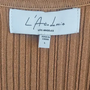 L'Academie Robe Pull‎ Geneva Dress in Camel Size Large Ribbed Midi with Slit NEW thumbnail 5