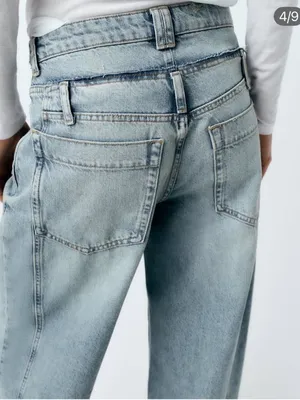 Zara deconstructed high rise wide leg jeans size 6 thumbnail 3