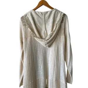 Miss Me Pointelle & Crochet Hooded Cardigan Sweater Medium NWT thumbnail 5