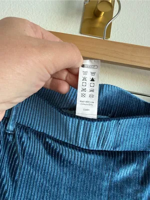 Halara Ribbed Velvet Palazzo Pants Blue Teal High Waisted Wide Leg Pull On Large thumbnail 8