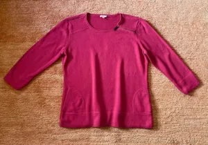 Talbots Women’s Sweater Size M Pink 100% Cotton 3/4 Sleeve Pullover Casual thumbnail 1