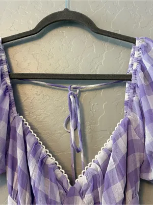 Princess Polly danny mini dress in lilac white gingham size 4 thumbnail 5