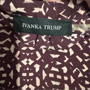 Ivanka Trump Burgandy Dressy LS Blouse Women’s L Half Clasp Button Office‎ Wear thumbnail 12