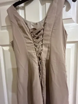 Wedding Dress Taupe/Silver& pearl Beaded Formal Gown Dress size 12 thumbnail 11