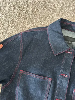Zara shoulder pad denim jacket. XS thumbnail 14