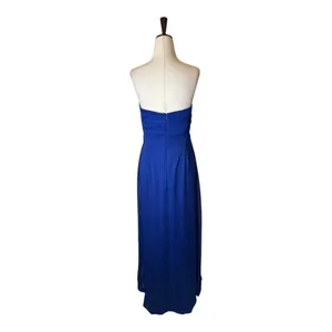 Lela Rose Dress Women XS Royal Blue Crinkle Chiffon Strapless‎ Bridesmaid Gown thumbnail 2