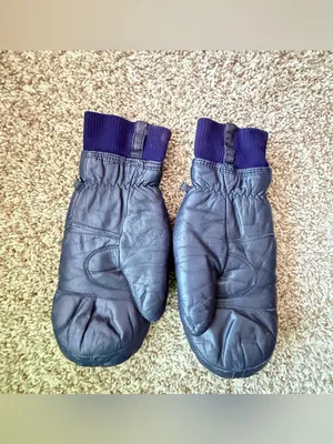 Hotfingers Faux Leather Mittens 3M Thinsulate Large Blue Ski Hiking Winter thumbnail 2